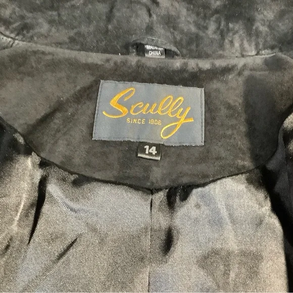 Scully Embroidered Black Genuine Leather Suede Cropped Western Jacket / Size 14 - Picture 4 of 7